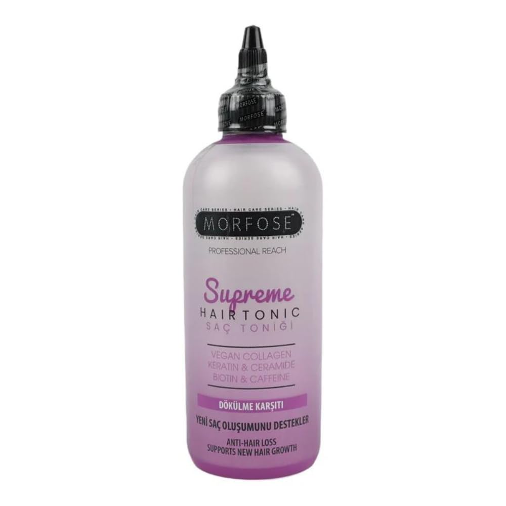 Morfose Supreme Hair Tonic 300 ml – Collagène kératine végétalienne & biotine céramique & caféine – Relaxant, rafraîchissant, anti-chute de cheveux, croissance des cheveux – Utilisation unisexe
