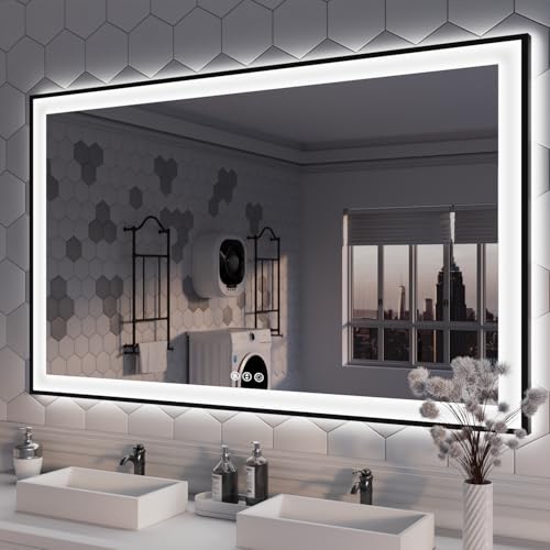 ISKM Framed LED Mirror with Front & Back Lighting (57x36)