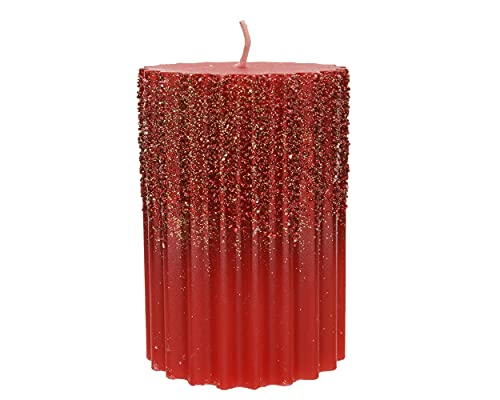 Decoris Stumpenkerzen 7 x 10cm Wachs Zylinderkerzen mit Glitzer...