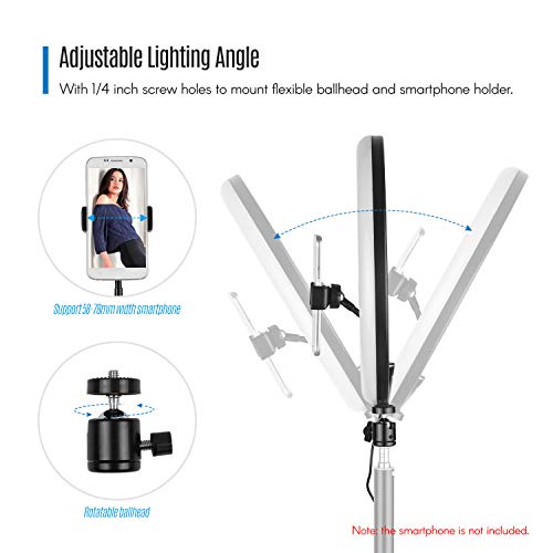 LED Ringlicht, Andoer 13 Zoll Ringleuchte Dimmbar 2700-5500K Selfie Licht Ringleuchte mit Kugelkopf Handyhalter für Make… – Bild 4