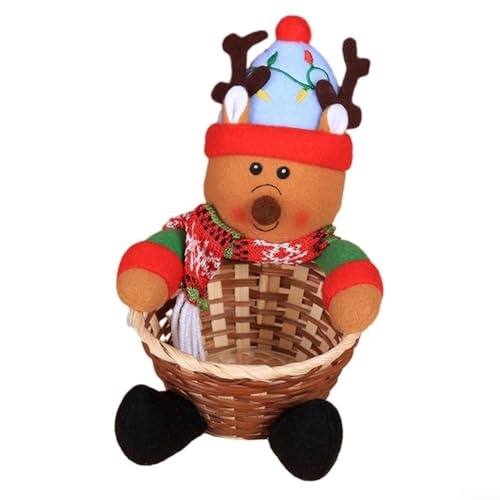 Christmas Candy Basket, Santa Claus Candy Basket, Christmas Decoration Candy Bowl Dish Xmas Sugar Snack Container for Table Desk Decoration (C)