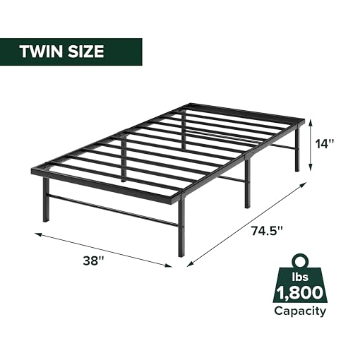 Image of Zinus Rumi Heavy Duty Metal Platform Bed Frame, RGB LED Lights, Twin | 1800 lbs Capacity, Reinforced Steel Construction, Mood Setting LED Lights, Underbed Storage Space, No Box Spring Needed