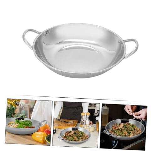 Wok de acero inoxidable con doble asa y fondo plano miniatura 6