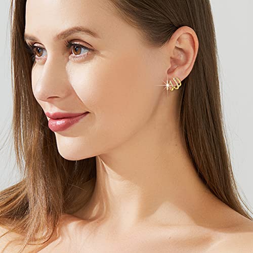 Panshi Gold Hoop Earrings For Women Teen Girls Gold Earrings Stud Diamond Claw Earrings Cuff Hypoallergenic Jewelry Gifts #TOP2