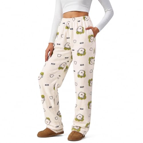 Image of SANNIDHI Anime Pajamas Pants Women's Girls Cartoon Cat All Character Kawaii Cat Print Flannel Lounge Sleep Bottoms Christmas Pajama Pants