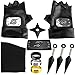 Zsroot Kakashi Cosplay Set, Naruto Cosplay Zubehör Set,1 Paar Anime-Handschuhe, Gesichtstuch, Stirnband,3 Stück Kunai und Ringe Für Naruto Fans