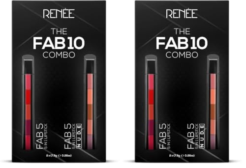 Image of RENEE Fab 10 Combo, 7.5gm each| Five Shades In One| Long Lasting, Matte Finish| Non Drying Formula with Intense Color Payoff | Compact & Easy to Use (Pack of 2)