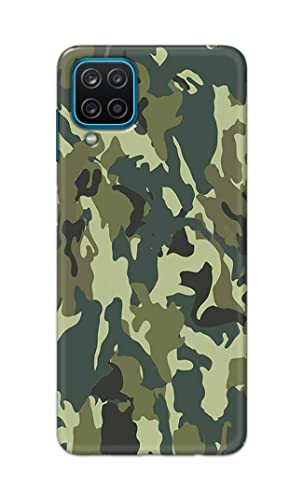 Image of Printed Hard Back Cover Case for Samsung Galaxy A12 Back Cover (Green Army Camouflage) -1803