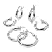 3 Pair Hoop Earrings Set in 925 Sterling Silver. 3mm wide