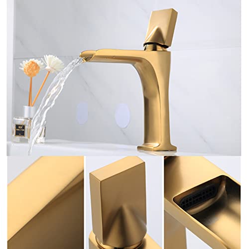 Grifo de cascada para lavabo que evita salpicaduras monomando latón robusto 4