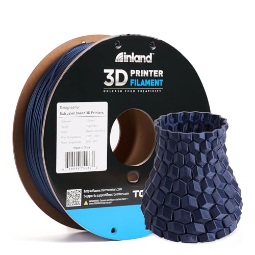 Micro Center Inland Tough PLA Filament 1.75mm – Metallic Dark Blue 3D Printer Filament - Toughness Enhanced PLA - Dimensional Accuracy +/- 0.03 mm - 1 kg Spool (2.2 lbs) – High Impact Strength