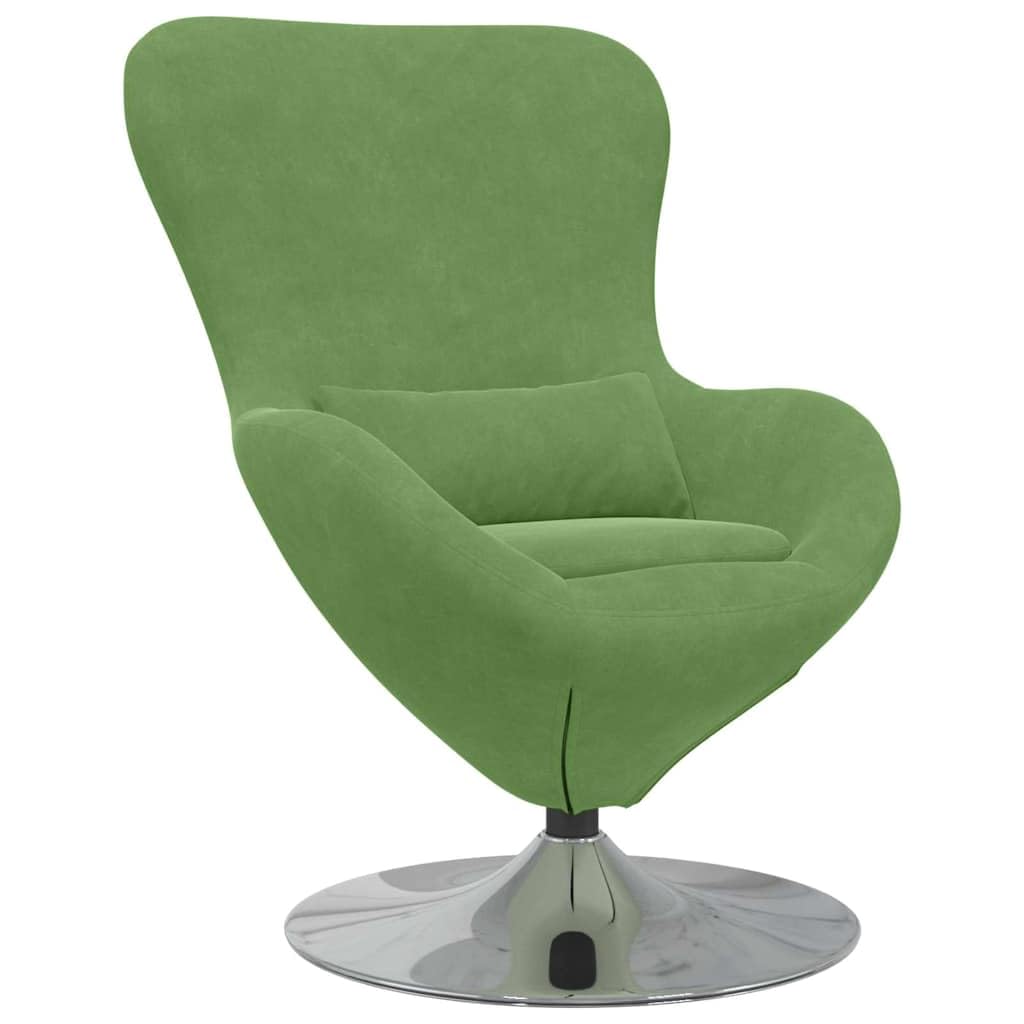 Poltrona per uova in velluto verde chiaro con funzione girevole a 360°, 63 x 73 x 90 cm, moderna poltrona lounge per piccoli spazi, soggiorno, camera da letto