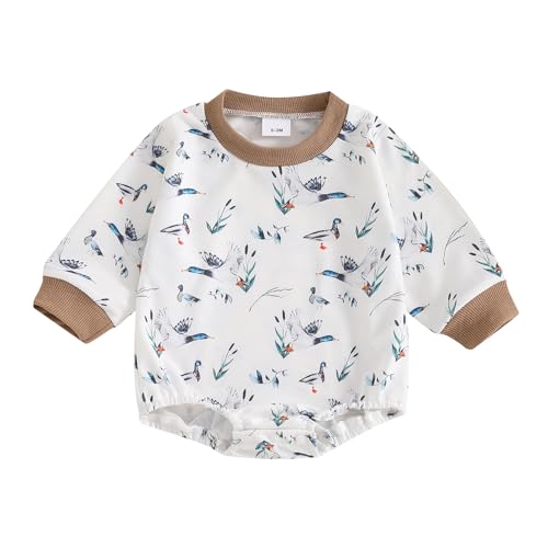 Image of Pudcoco Duck Hunting Baby Clothes Infant Baby Boys Girls Long Sleeve Mallard Duck Sweatshirt Romper Bodysuit