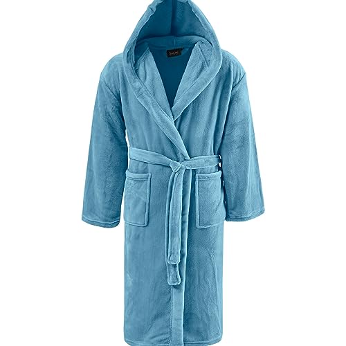 Peignoir polaire à capuche KAPRA M Cobalt pour vos dimanches cocooning