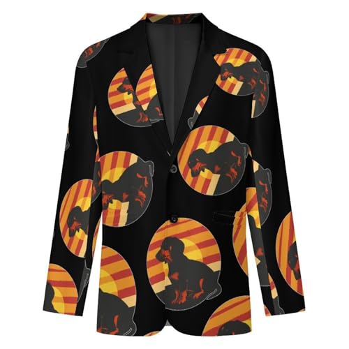 Dachshunds Vintage Sunset Men's Suits Dress Business Formal Suit Print Jackets Coat for Wedding Party4
