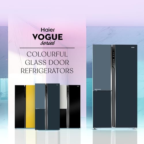 Image of Haier 598L 3Star Vogue 3-Door Side by Side Frost Free Refrigerator|Expert Inverter Technology|Digital Display Panel|Triple Twist Ice Maker|Deo Fresh Technology (HRT-683GOG, Grey Onyx Glass)
