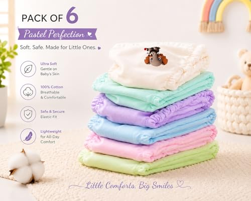 Image of 100% Cotton Baby Bloomers | Unisex Printed Bottoms for Infants & Toddlers | Soft & Comfortable | Elastic Fit Designs - Pack of 6 Multicolour