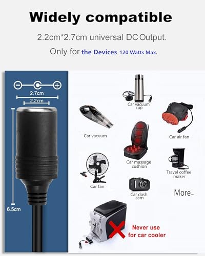 Image of DC 12V 10A Power Supply AC to DC Converter 120V to 12V Converter with Car Cigarette Lighter Socket Adapter for Car Air Fan Vacuum Cleaner Dash Cam