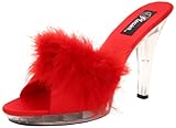  Fabulicious Damen LIP-101-8 Peeptoe Sandalen, Rot Red Satin Fur CLR, 40 EU