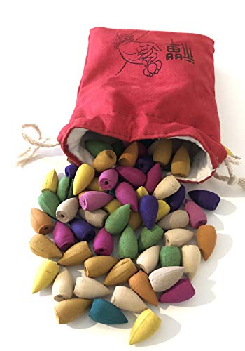 L!GHTUP Backflow Incense Cones 100 Pcs | Mixed Natural Scents - Apple Rose Lily Tulips Rosemary Lavender Sandalwood and More | Backflow Cone