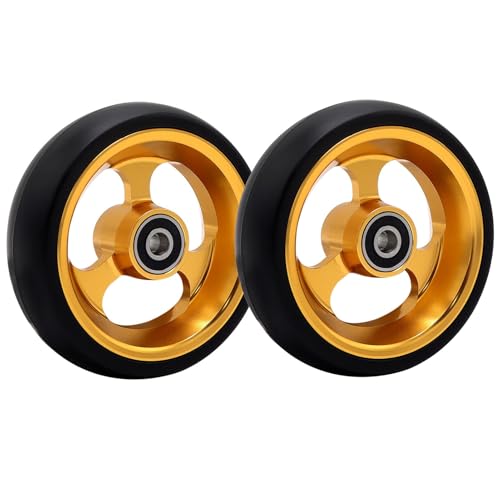 車椅子用交換ホイール 120mm車椅子前輪キャスター滑り止め交換用キャスターローラー 8mmベアリング(Gold)