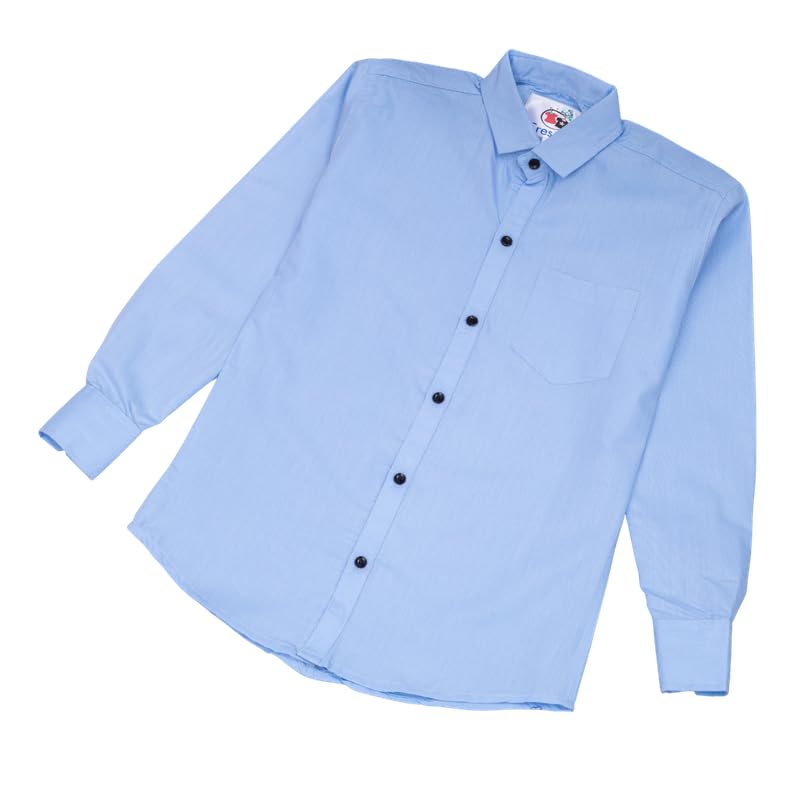 Image of Boy's Kids Regular Fit Solid Pattern Cotton Shirt with Pocket Collared Neck Long Sleeve Button Down Closure Type and Standard Length | Boys Cotton T-Shirts Set | Shirt for Boy