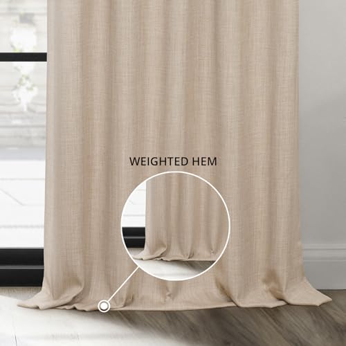 Image of HPD Half Price Drapes - Grommet Faux Linen Curtains for Living Room (1 Panel) - 50W X 108L - Textured Room Darkening Curtains for Bedroom 108 Inches Long - Drapes for Home Decor, Thatched Tan
