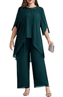 Hanna Nikole Zweiteiler Damen Sommer Elegant Hochzeitsgast Outfit GroßE GrößEn Abendanzug Chiffon Hosenanzug Festliches Outfit Eleganter Festmode Cocktail Abendmode Festliche HosenanzüGe Party Outfit