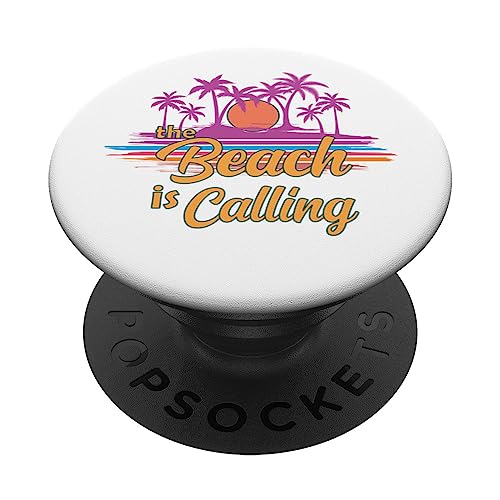 La spiaggia sta chiamando tramonto palme divertente amante della spiaggia PopSockets PopGrip Intercambiabile