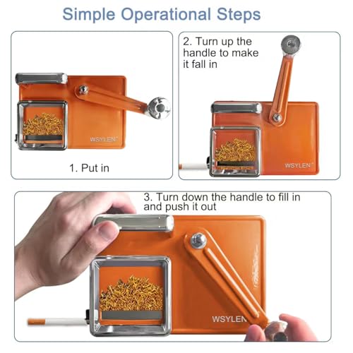 Image of Cigarette Rolling Machine, with Storage Groove, Manual Dual-Track Upgrade Cigarette Machines, Suitable for 8.0 MM Diameter Size Cigarettes (80-100MM Lengths), Orange
