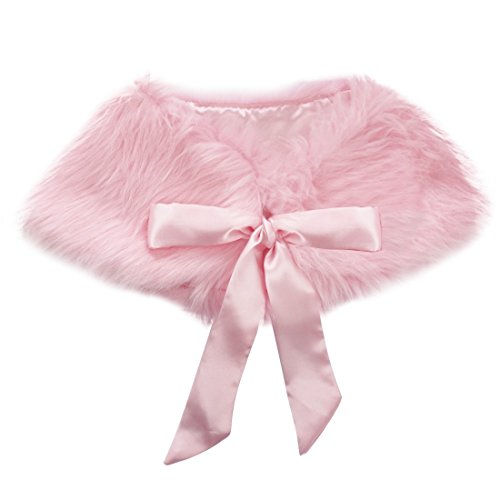 FEESHOW Flower Girls Faux Fur Wedding Shawl Wrap Stole Princess Shoulder Cape Bolero
