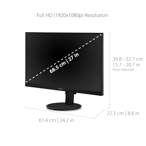 Image of ViewSonic VA2747-MHJ 27 Inch Full HD 1080p Monitor with Advanced Ergonomics, FreeSync, 100Hz, Ultra-Thin Bezel, Eye Care, HDMI, VGA Inputs for Home and Office