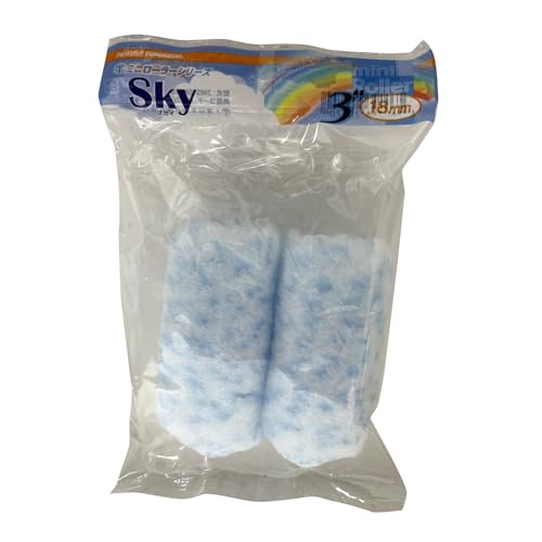 大塚刷毛 マルテー ミニローラー スカイ 18mm 3インチ(2本パック) ペイントローラー マイクロファイバー繊維 仕上がりがキレイ 低飛散 水性塗料 内装 一般面 外装