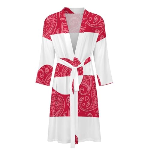 Greenland Flag Paisley Pattern Funny Men's Robe Novelty Soft Lightweight Bathrobe Long-sleeve Spa Robes4