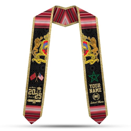Personalized Morocco Graduation Stole, Moroccan Graduation Sash, Morocco Flag Graduation Stole, Class of 2025 Mrc4