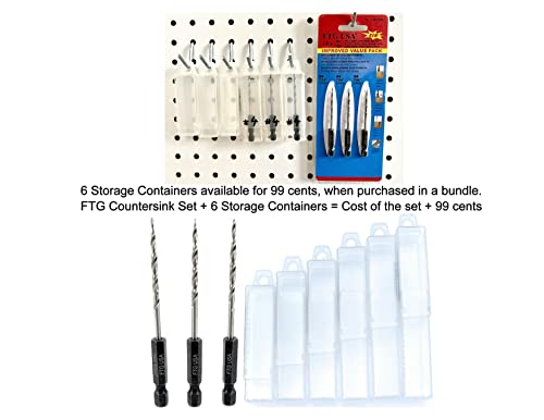 Ftg Usa Tapered Countersink Drill Bit Set 3 Pc (#4) 7/64" Countersink Bit Same Size Bit Replacement Only, Countersink Replacement Drill Bit With Improved Connection Drill-Hex Shank Without Pin #TOP5