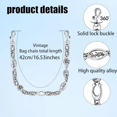 Image of Silver Cute Bag Charms Wallet Chain Keychains Gold Chain For Purse Purse Accessories For Handbags For women