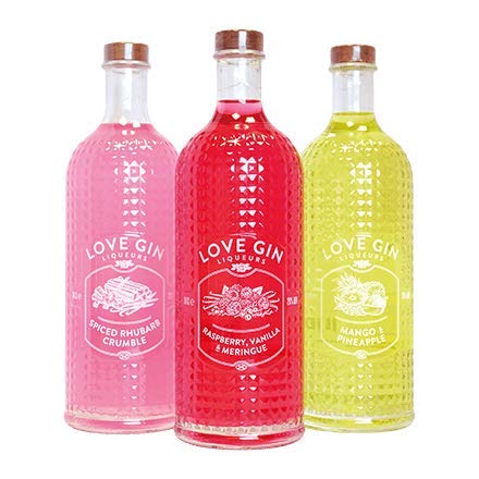 Eden Mill Love Gin Liqueur 3x70CL | Raspberry, Vanilla & Meringue Liqueur, Mango & Pineapple Liqueur, Spiced Rhubarb Crumble Liqueur