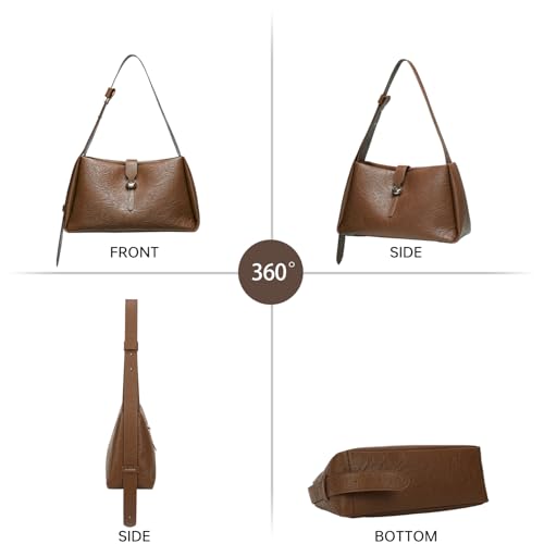 LA FESTIN Leather Shoulder Bag for Women - Large Capacity Brown Satchel Bag with Adjustable Strap Women's Crossbody Purse3