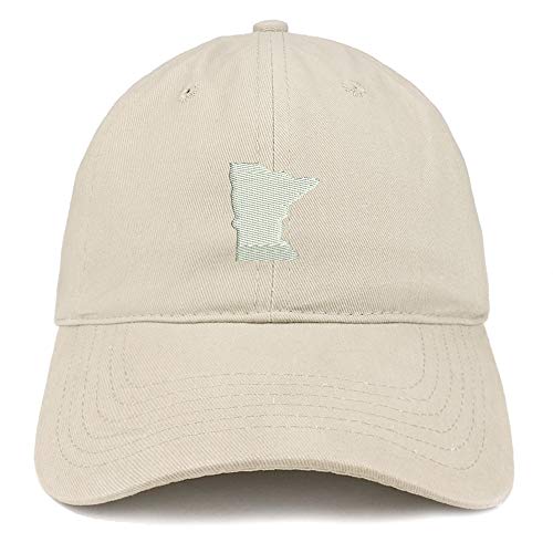 Trendy Apparel Shop Minnesota State Map Embroidered Low Profile Soft Cotton Brushed Baseball Cap - Stone,One Size