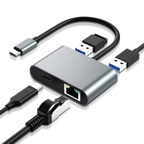 Adaptador USB C a Ethernet 4 en 1 Wowfast USB C a RJ45 Ethernet 1000 Mbps para Chromecast TV/Stick, Phone, Mac Book Air, Mac Book Pro y Windows