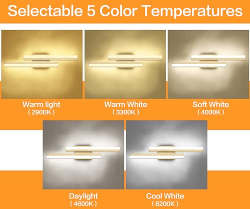 Image of PRESDE 24 Inch LED Vanity Light Brushed Gold Bathroom Light Fixtures Over Mirror Modern Bath Lighting Bar 5CCT