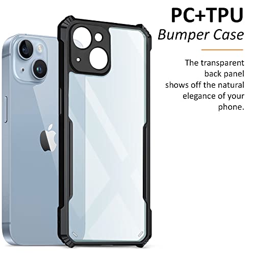 Image of WOW IMAGINE TPU+PC Shock Proof Clear Protective Back Cover Case For Apple Iphone 14 Plus - Airedge Technology | 360 Degree Camera Protection | Transparent Hybrid Back Case Mobile Cover - Black