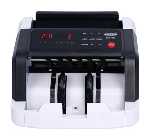Image of Bambalio BEE-4500 Heavy-Duty Fully Automatic /1200 Notes /Min Speed UV /MG /IR /Double /Half /Chain Counterfeit Detection, Add /Batch Fake Note Detector|Compatible with New & Old Currency Digital Bill Counter