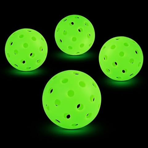 Ciavca Glow in The Dark Pickleball Balls, 4PCS Premium 40 Holes Outdoor Pickleball Balls, Meet USAPA Requirement Luminous Green Pickle Balls, High Bounce Flight, Durable Outdoor/Indoor Pickleballs Cover
