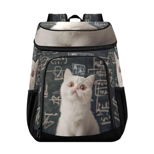 Cat Match Blue Cooler Backpack Leakproof Insulated Lunch Cooler Bag 30 Cans Camping Backpacks for Hiking Camping Beach