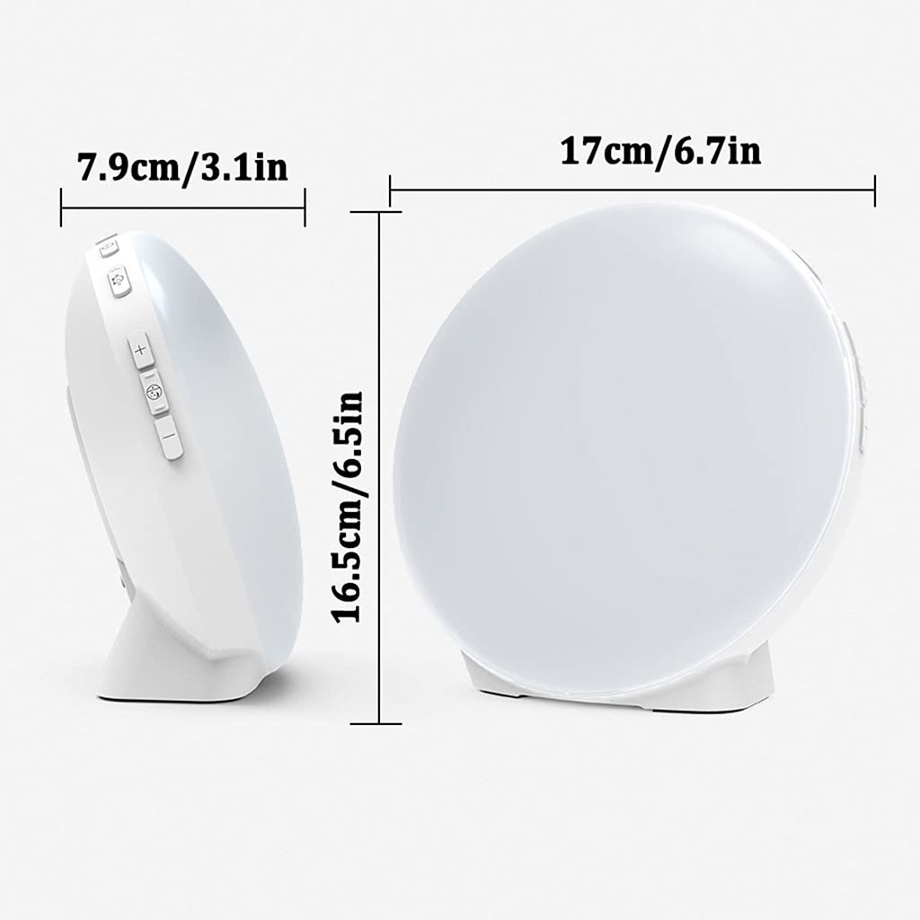 Lampada da Comodino Sunrise Simulation, Wake-Up Light Sveglia, con 6 Suoni Naturali e Funzione Snooze, Radio FM e 4 Sveglie, Sveglia Digitale per Aiuto Al Sonno