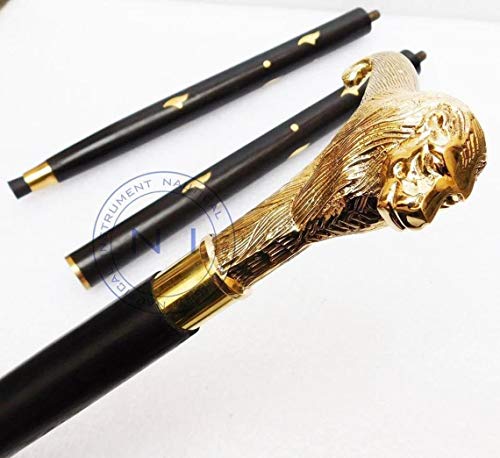 Canne en laiton lion fait main cadeau de style vintage