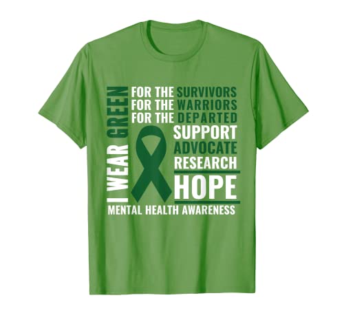 Cinta con texto en inglés "I Wear Green For Mental Health Awareness Months" Camiseta