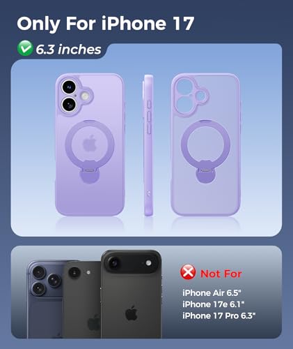 Image of FNTCASE for iPhone 17 Case: [360 Spin Magnetic Stand] [Compatible with Magsafe] [Screen Protector] Translucent Matte Military Grade Shockproof Full Camera Protective Phone Cover - Light Purple